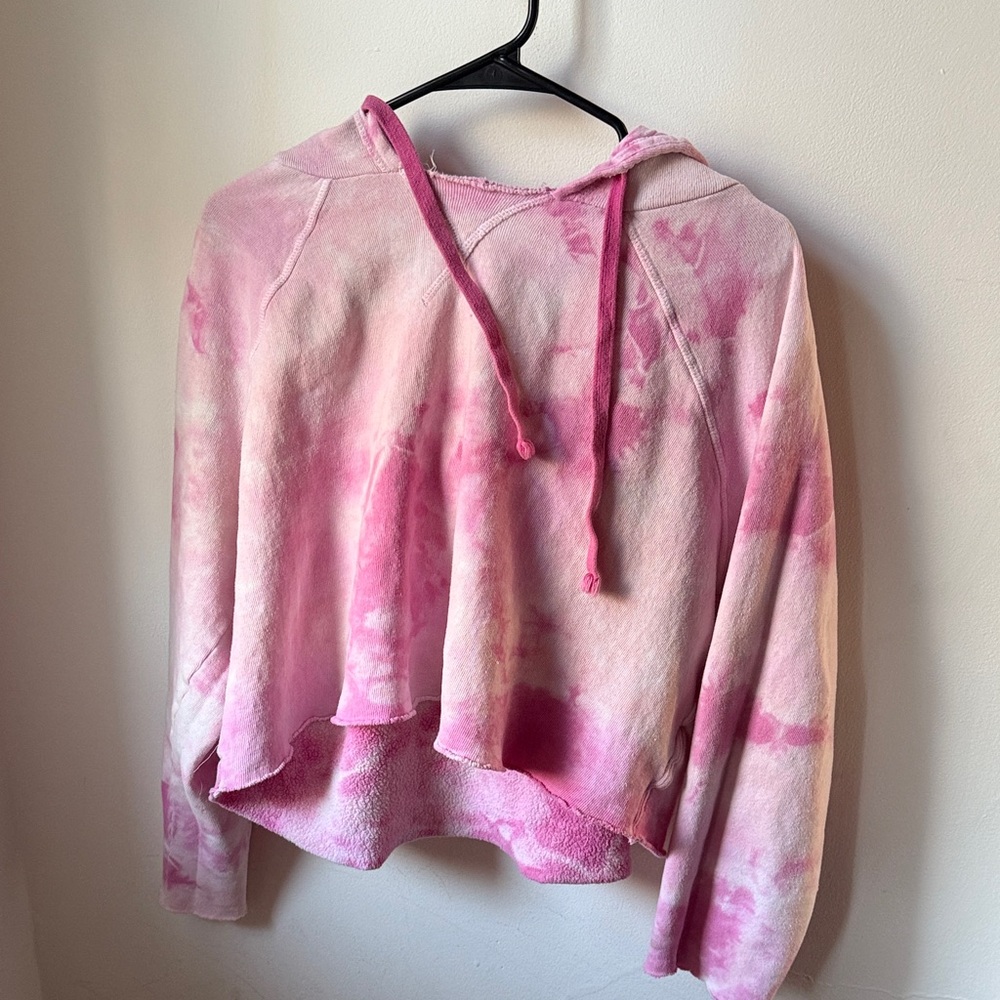 Spiritual Gangster Pink Tie-Dye Cropped Hoodie